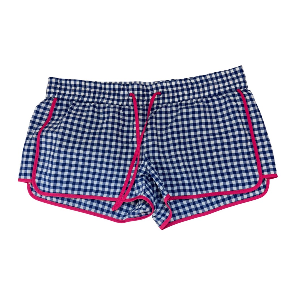 Vineyard Vines‎ Womens Navy Gingham Seersucker Dolphin Shorts Pink Piping Size M